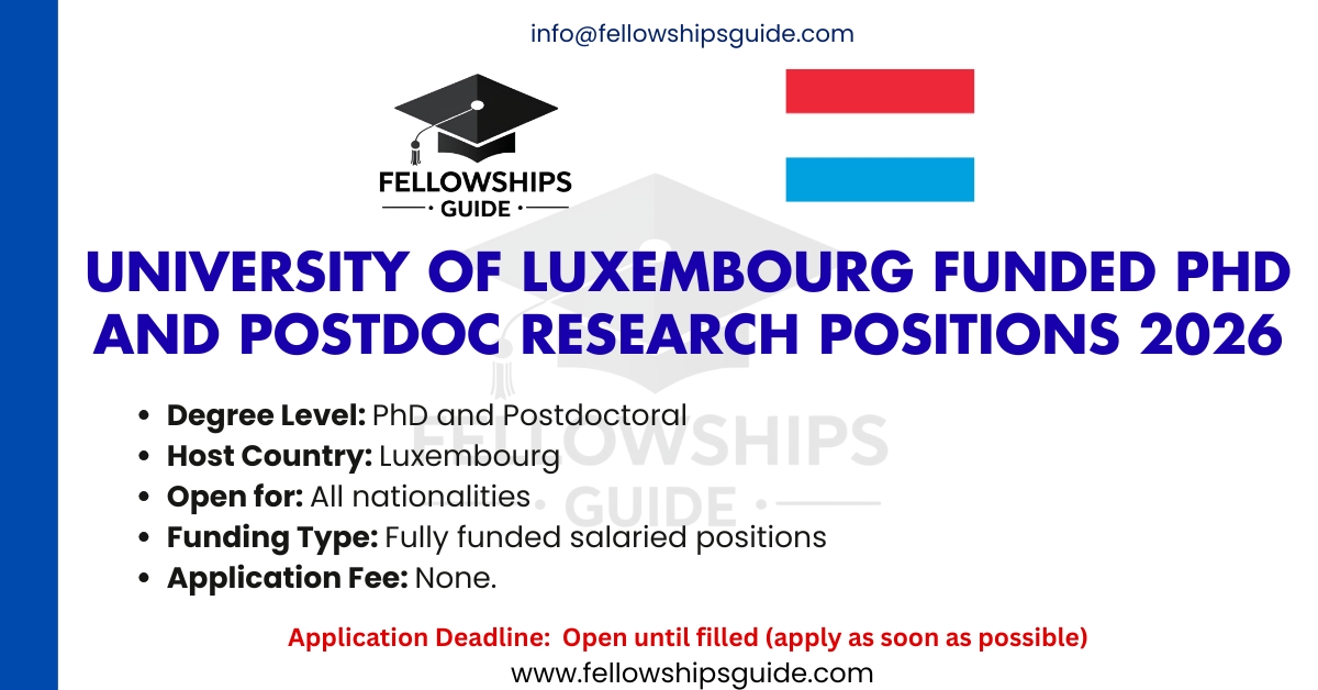 University of Luxembourg Funded PhD and Postdoc Research Positions 2026