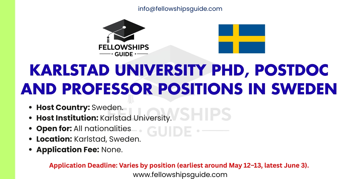 Karlstad University PhD, Postdoc and Professor Positions in Sweden