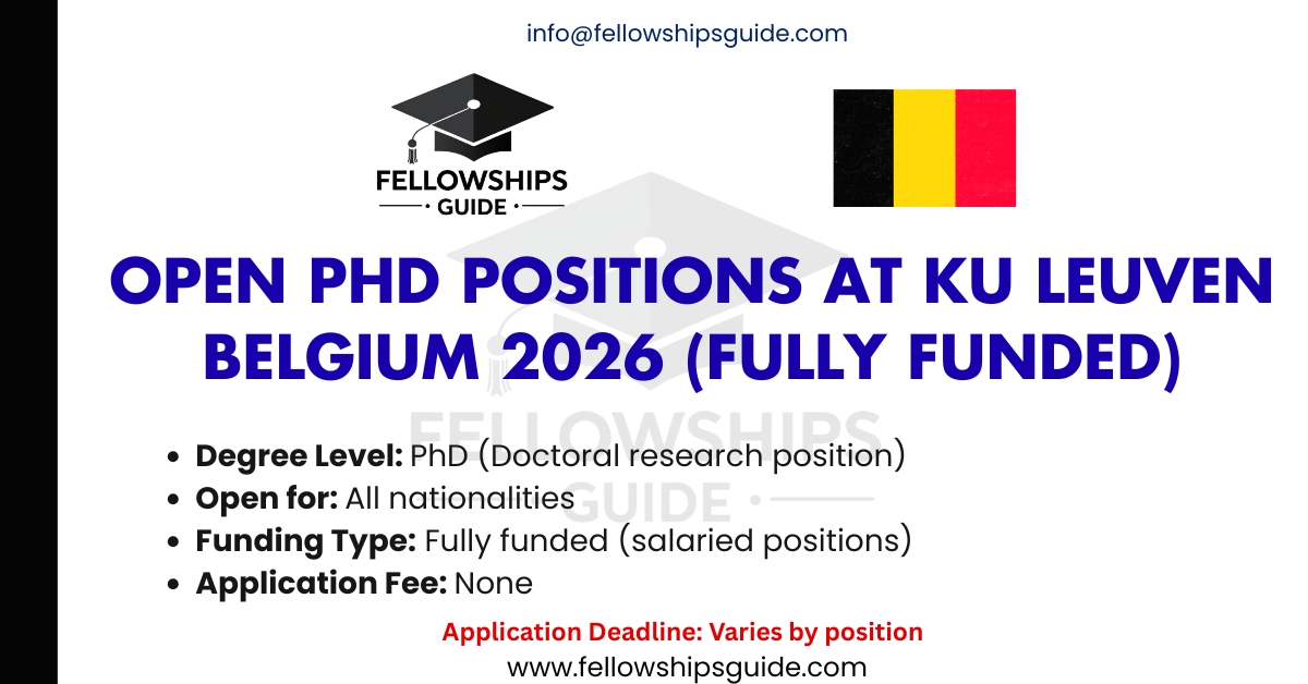 Open PhD Positions at KU Leuven Belgium 2026 (Fully Funded)