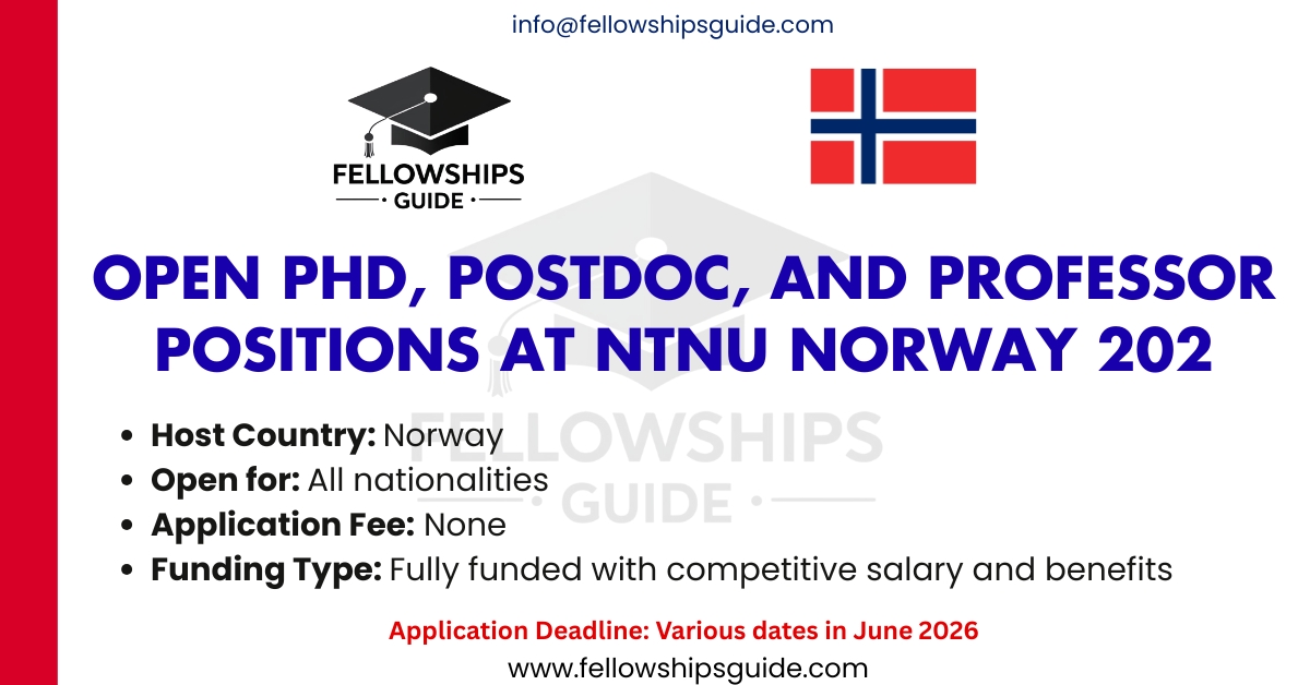 Open PhD, Postdoc, and Professor Positions at NTNU Norway 202