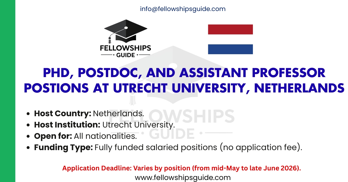 PhD, Postdoc, and Assistant Professor Postions at Utrecht University, Netherlands