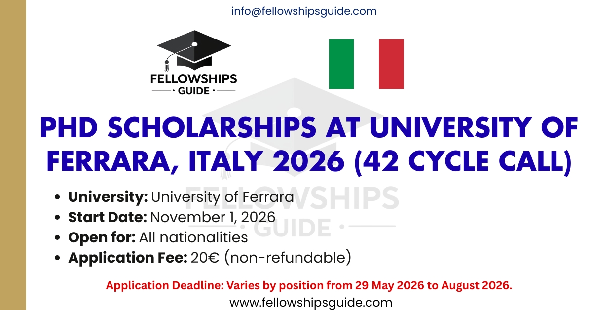PhD Scholarships at University of Ferrara, Italy 2026 (42 Cycle call)