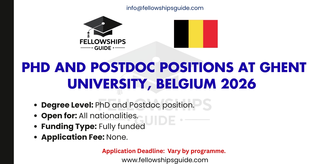 PhD and Postdoc Positions at Ghent University, Belgium 2026