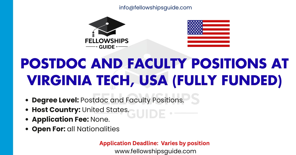 Postdoc and Faculty Positions at Virginia Tech, USA (Fully Funded)