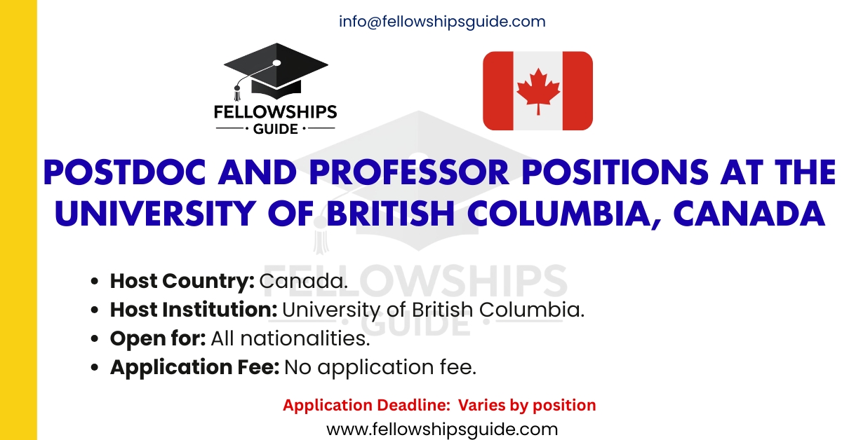 Postdoc and Professor Positions at the University of British Columbia, Canada