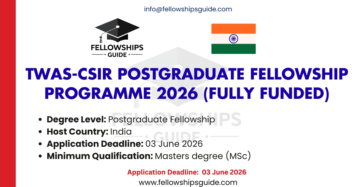 TWAS-CSIR Postgraduate Fellowship Programme 2026 (Fully Funded)