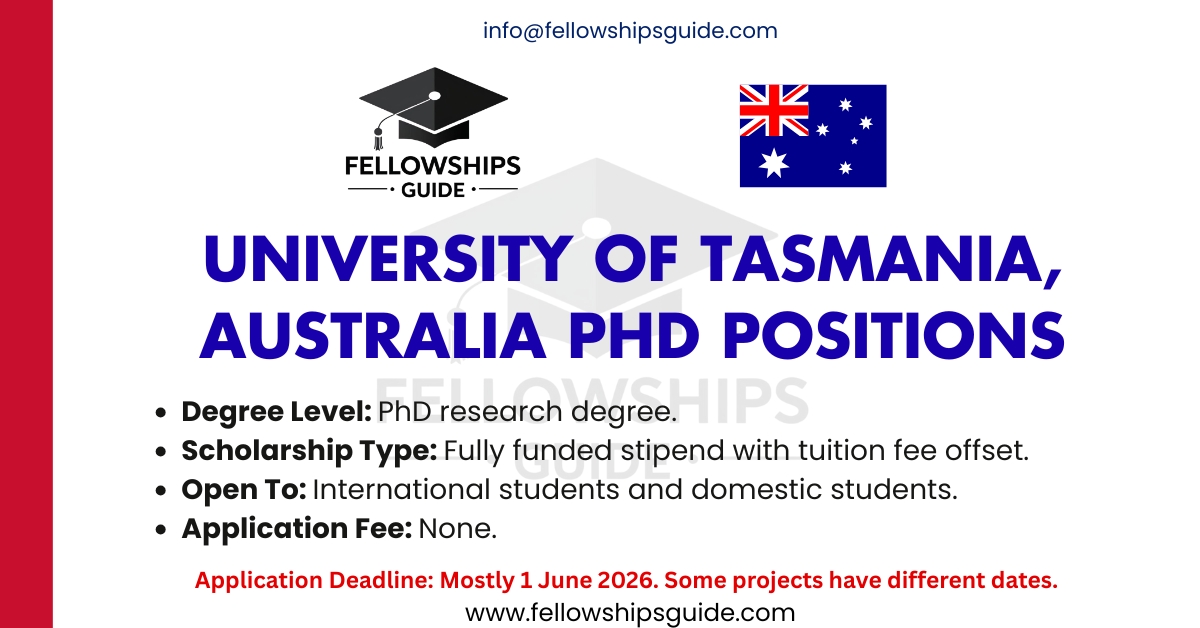 University of Tasmania, Australia PhD Scholarships for International Students