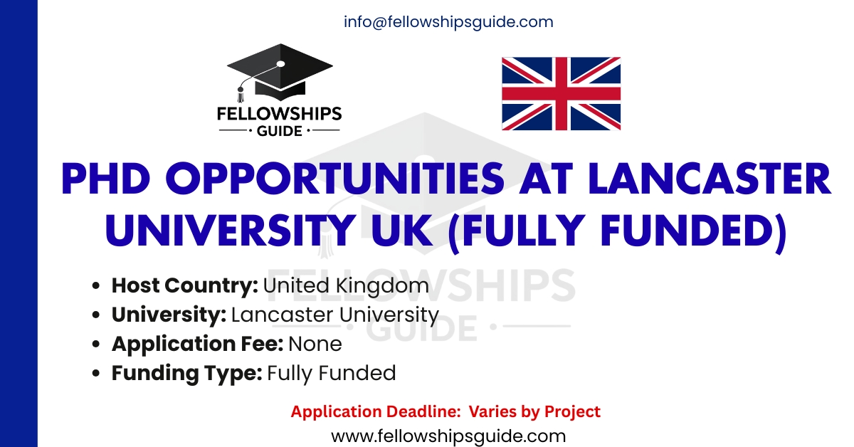 PhD Opportunities at Lancaster University UK (Fully Funded)