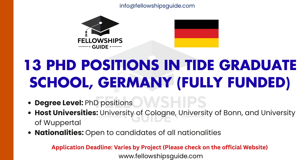 13 PhD Positions in TIDE Graduate School, Germany (Fully Funded)