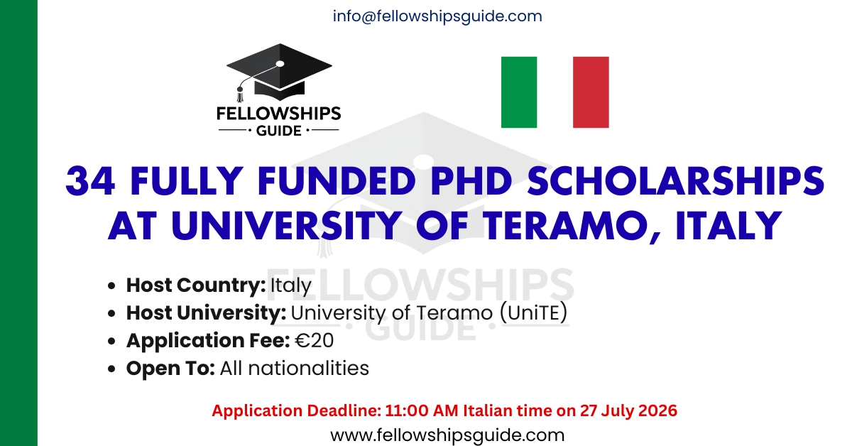 34 Fully Funded PhD Scholarships at University of Teramo, Italy
