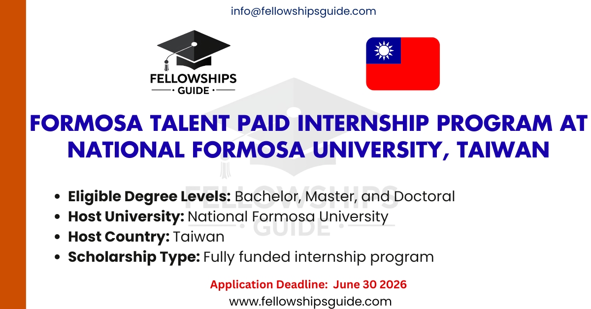 Formosa Talent Paid Internship Program at National Formosa University, Taiwan