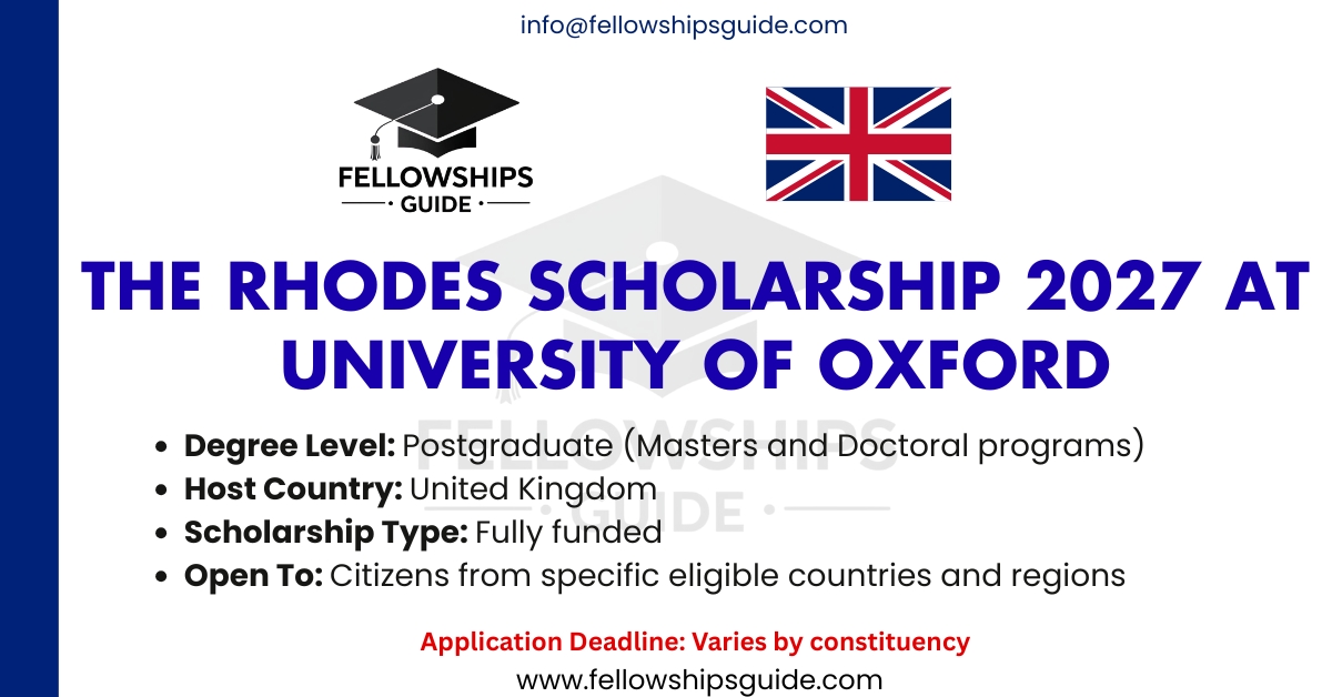 The Rhodes Scholarship 2027 at University of Oxford