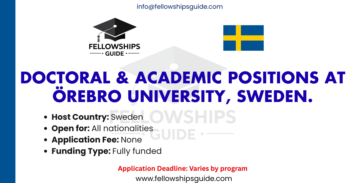 Doctoral & academic positions at Örebro University, Sweden.
