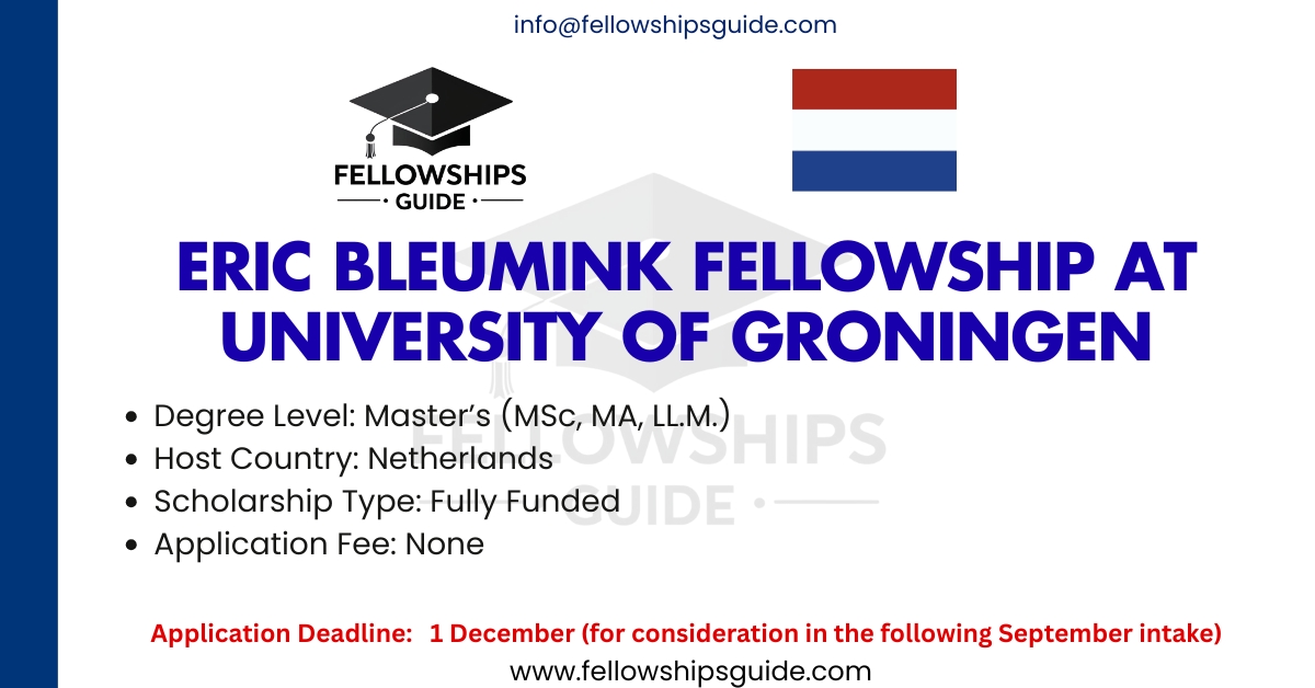 Eric Bleumink Fellowship at University of Groningen(Fully Funded)