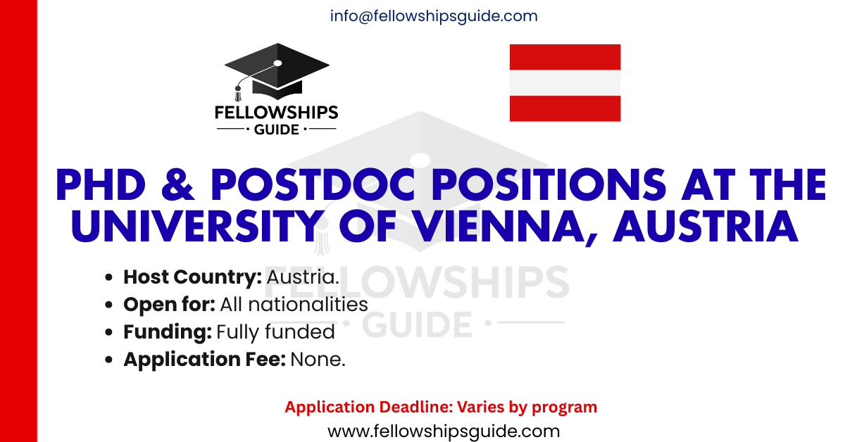 PhD & Postdoc positions at the University of Vienna, Austria (Fully Funded)
