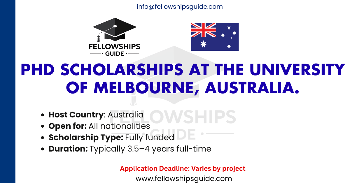PhD scholarships at the University of Melbourne, Australia.
