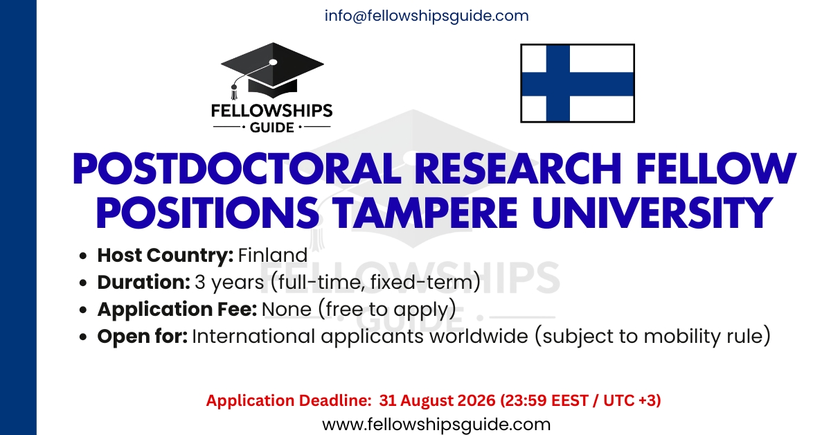 Postdoctoral Research Fellow positions at Tampere University, Finland.(fully funded)