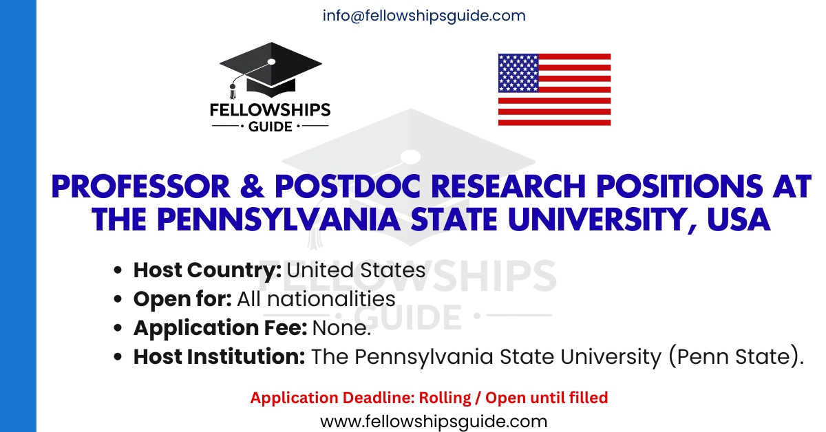Professor & Postdoc Research positions at The Pennsylvania State University, USA