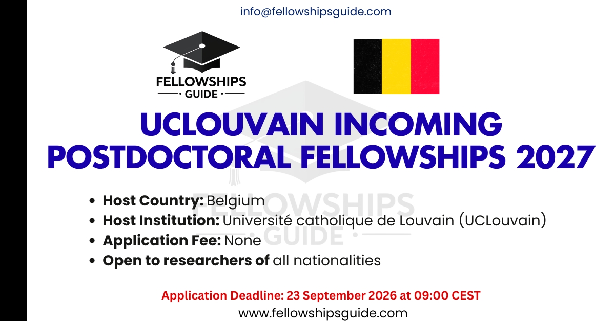 UCLouvain Incoming Postdoctoral Fellowships 2027 in Belgium