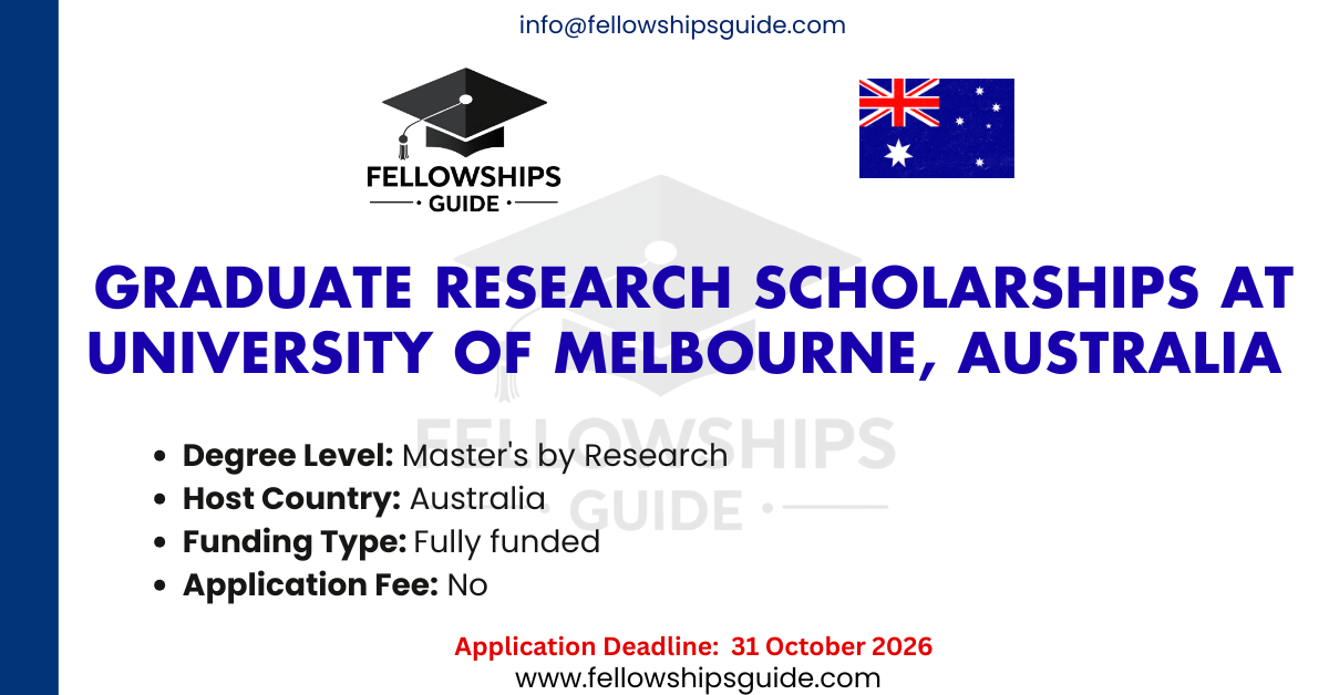 Graduate Research Scholarships at University of Melbourne, Australia