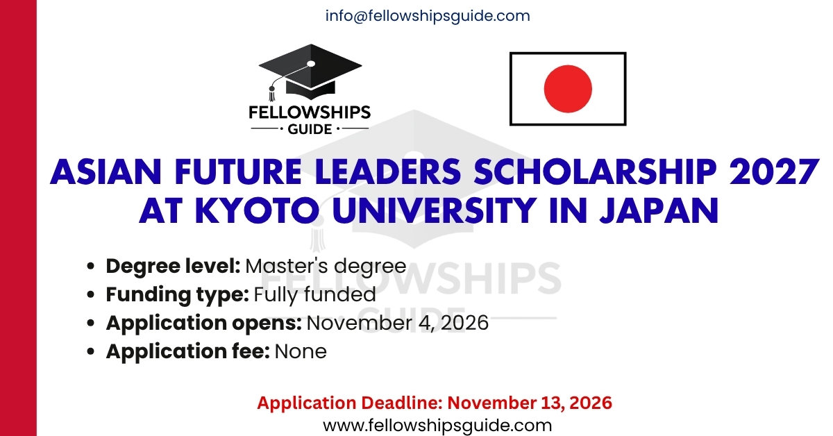 Asian Future Leaders Scholarship 2027 at Kyoto University in Japan