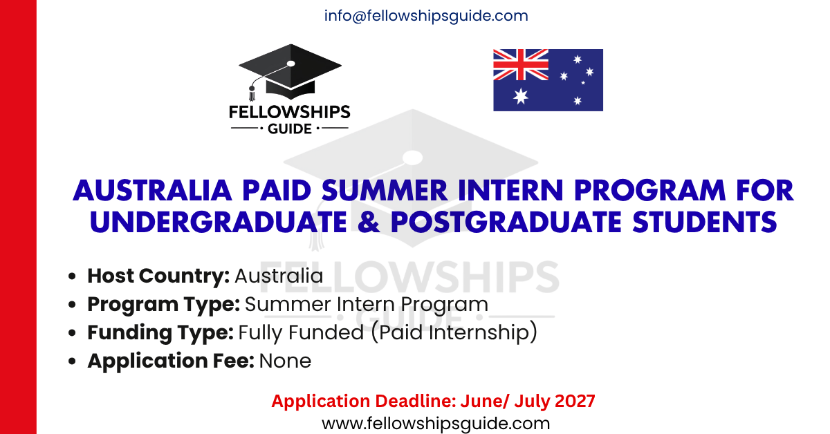 Australia Paid Summer Intern Program for Undergraduate & Postgraduate students