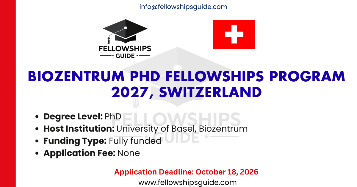 Biozentrum PhD Fellowships Program 2027, Switzerland