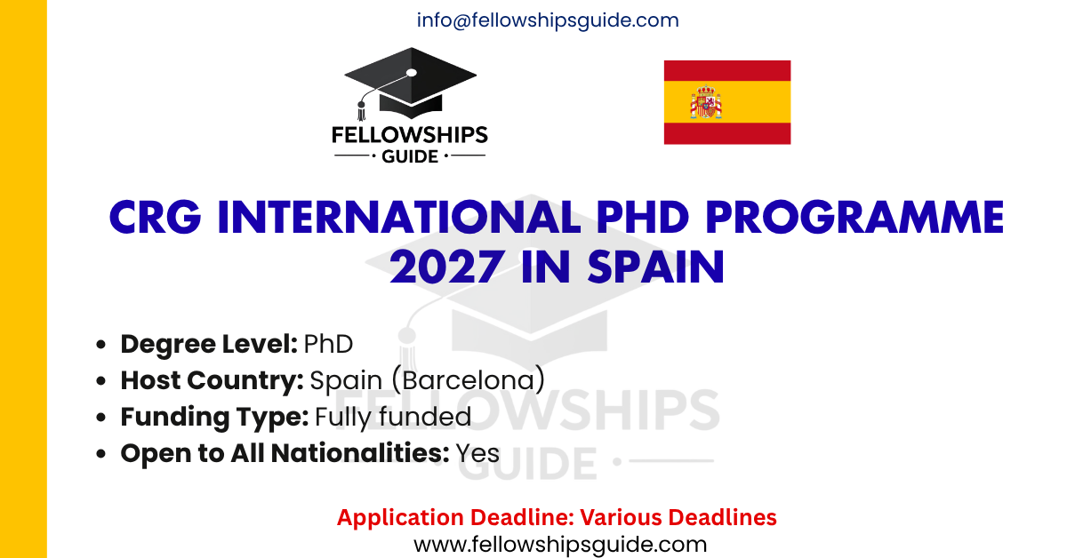 CRG International PhD Programme 2027 in Spain