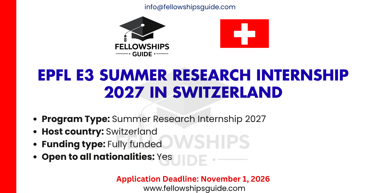 EPFL E3 Summer Research Internship 2027 in Switzerland