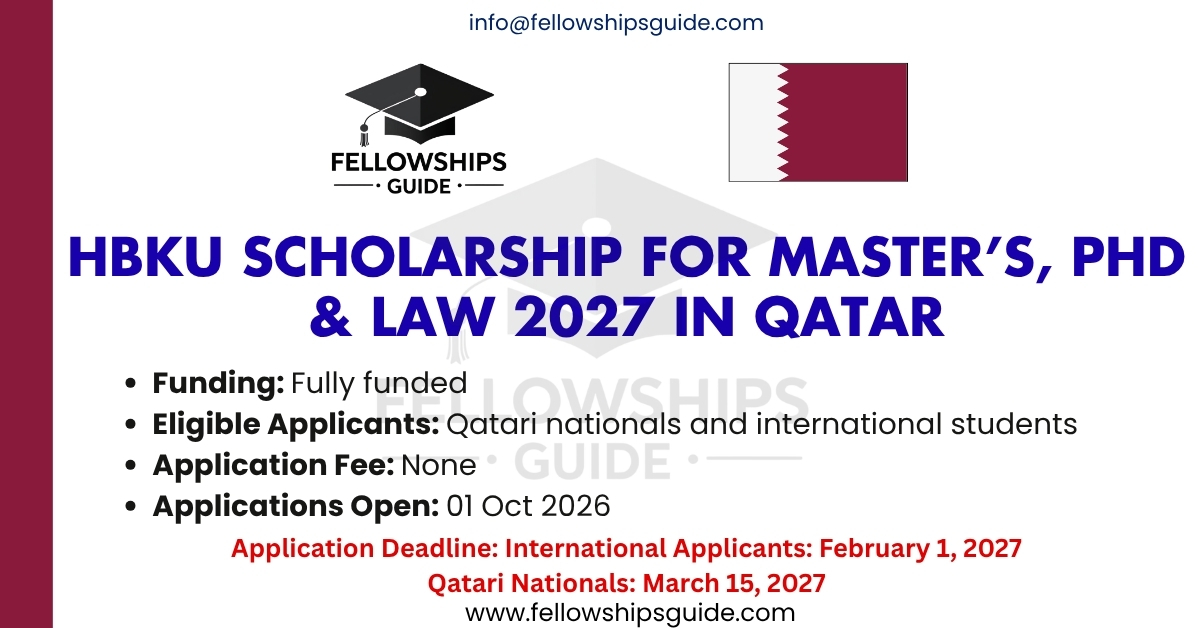HBKU Scholarship for Master’s, PhD & Law 2027 in Qatar