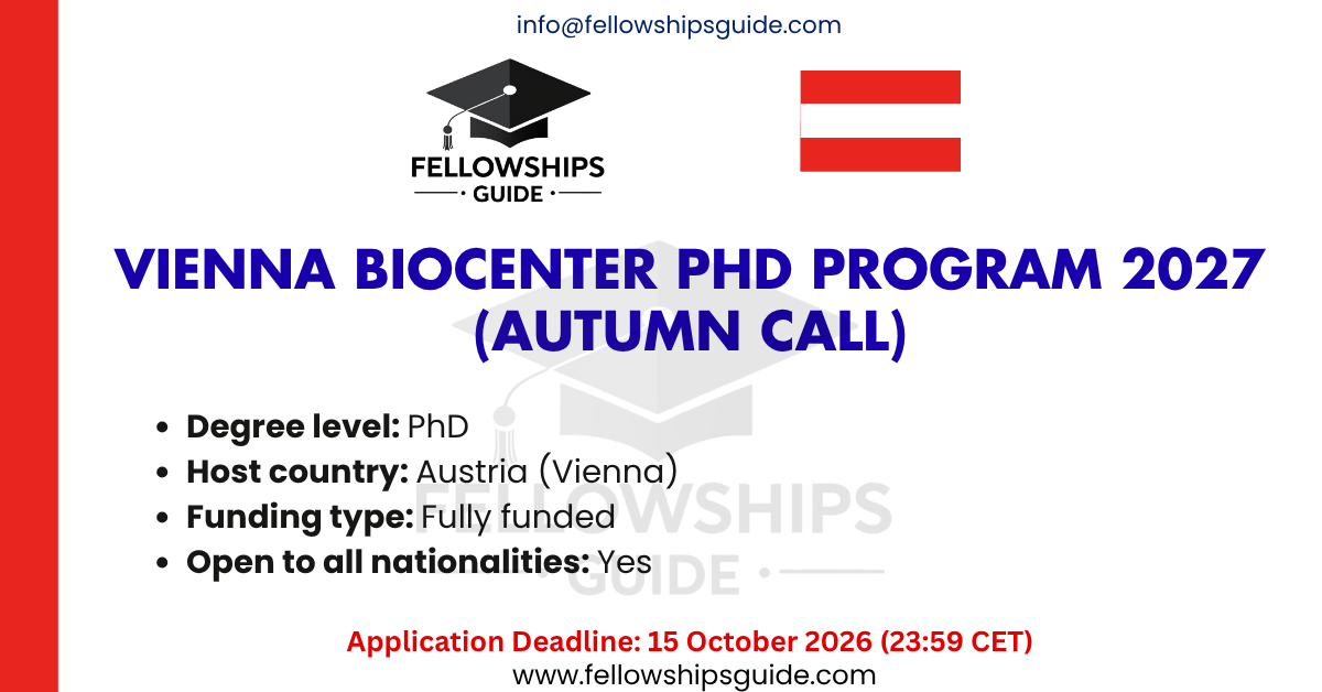 Vienna BioCenter PhD Program 2027 (Autumn Call)