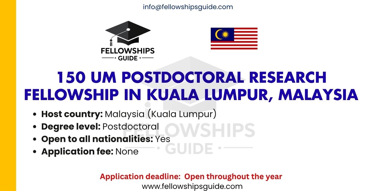 150 UM Postdoctoral Research Fellowship in Kuala Lumpur, Malaysia