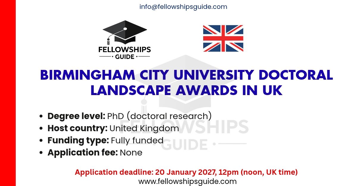 Birmingham City University Doctoral Landscape Awards in UK
