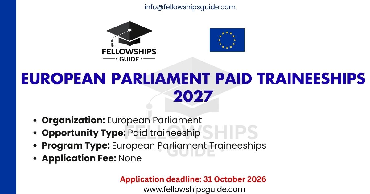 European Parliament Paid Traineeships 2027