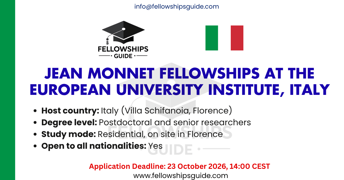 Jean Monnet Fellowships at the European University Institute, Italy