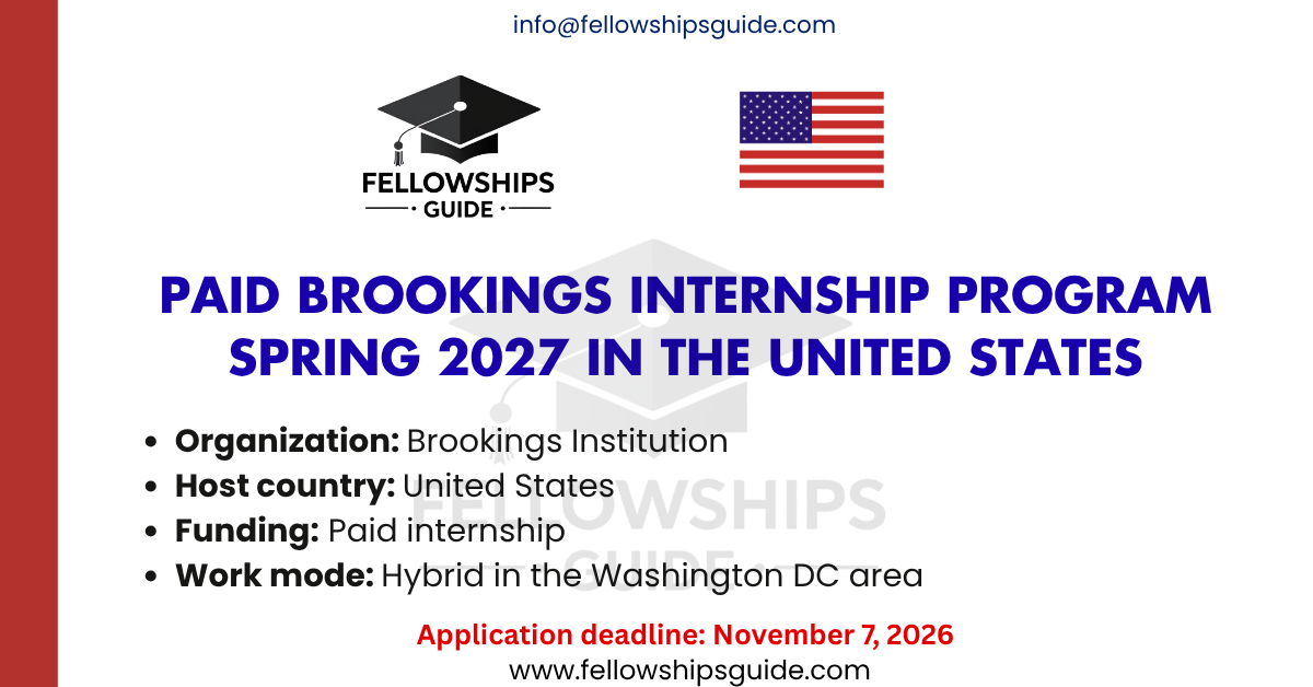 Paid Brookings Internship Program Spring 2027 in the United States