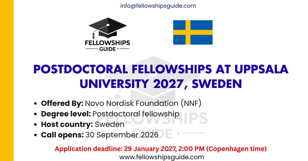 Postdoctoral Fellowships at Uppsala University 2027, Sweden