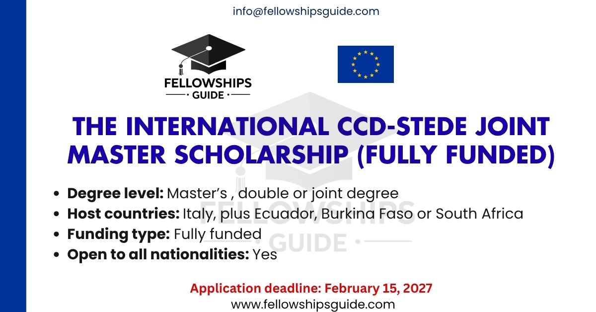 The International CCD-STeDe Joint Master Scholarship (Fully Funded)