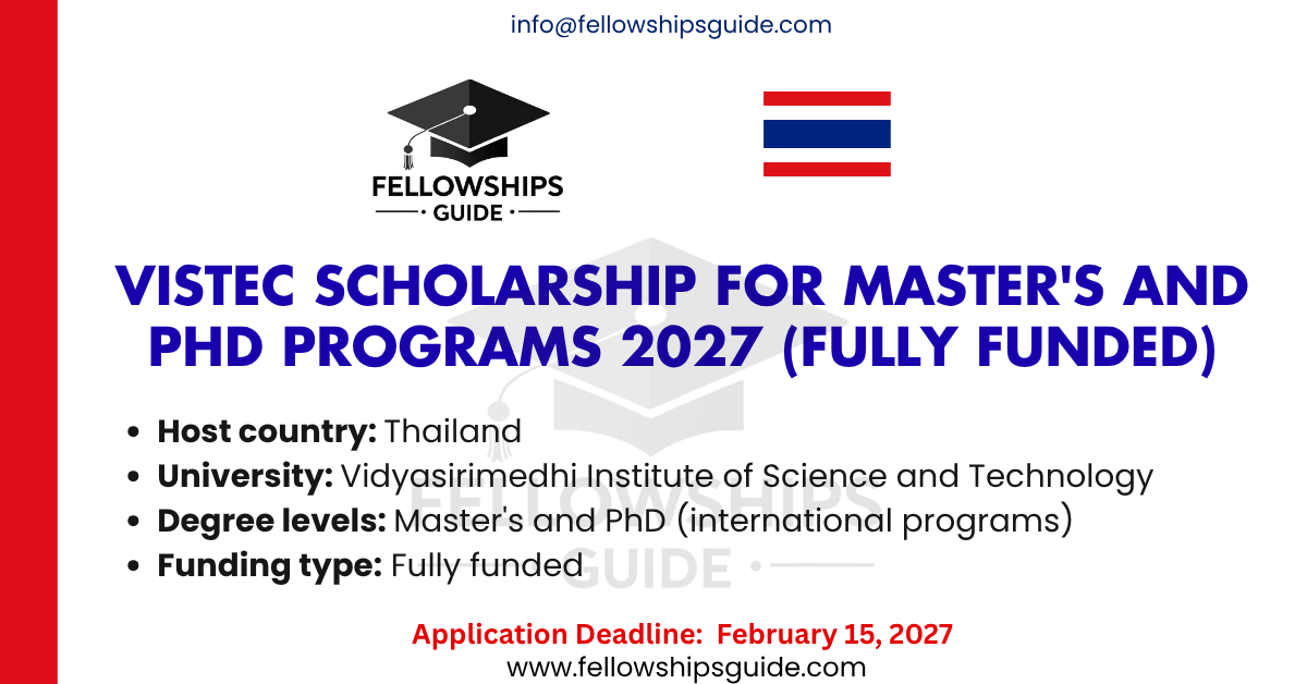 VISTEC Scholarship for Master's and PhD Programs 2027 (Fully Funded)